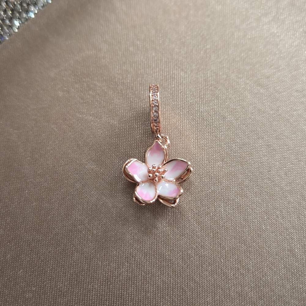 Rose Gold Cherry Blossom Charm - Picture 1 of 3